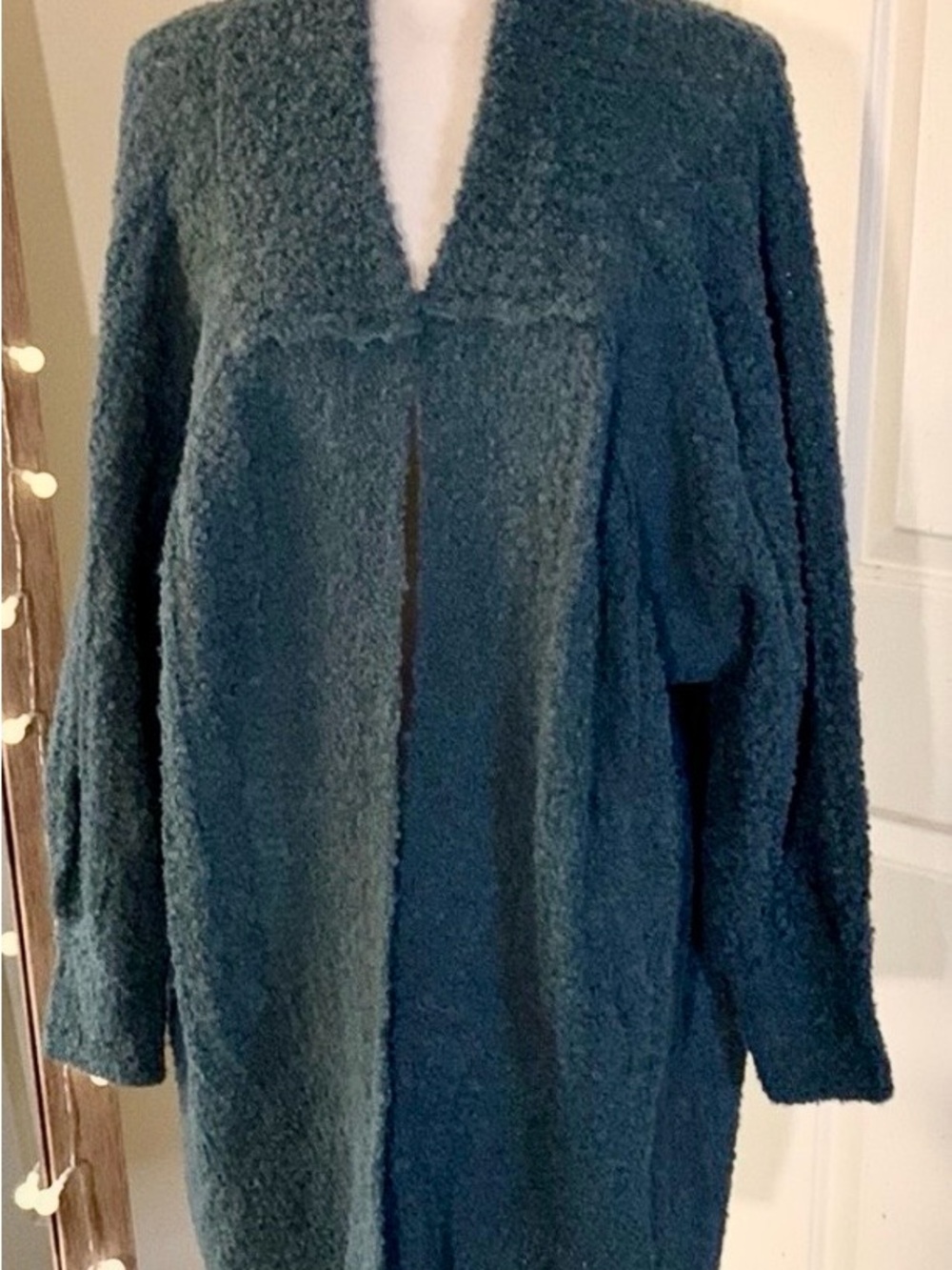 Free People Teal Open-Front Chunky Cardigan - Picture 7 of 9